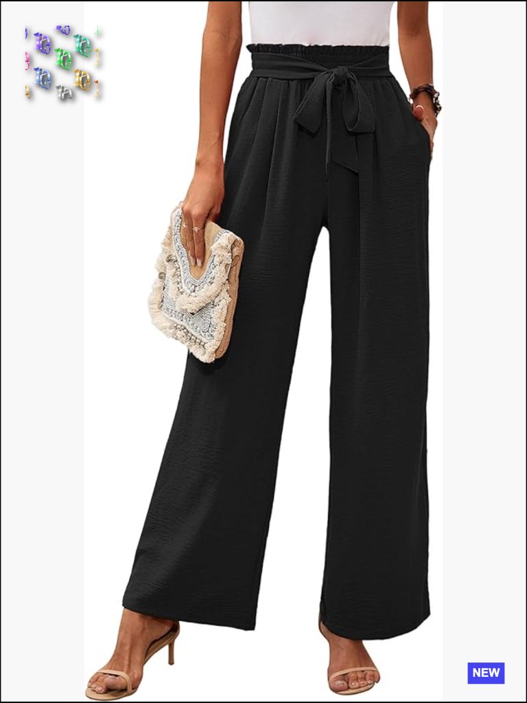 Wide Leg Lounge Pants With Pockets High Waisted Adjustable Tie Knot Loose
